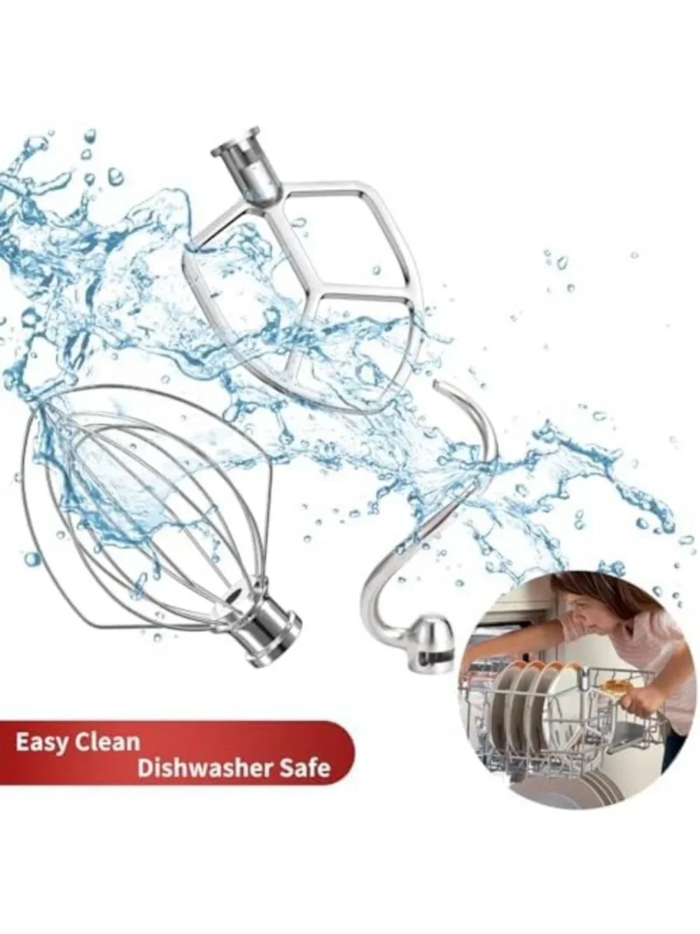 3-Piece Stainless Steel Mixer Attachments Set for 5.5-6QT Kitchen Mixers